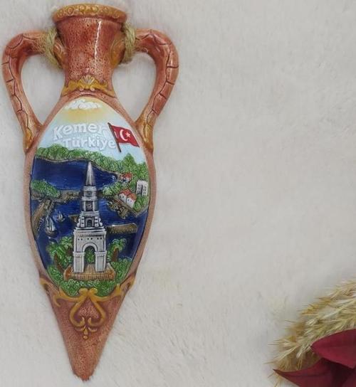 Amfora Kulplu Seramik Türk Bayraklı Türkiye Kemer Yazılı Ev Dekorasyonu