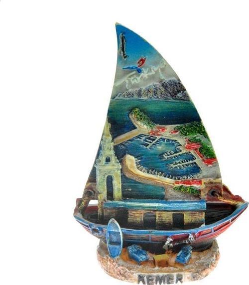 Hdmarketim Antalya Kemer Temalı Dekoratif Polyester Gemi Biblo 5921