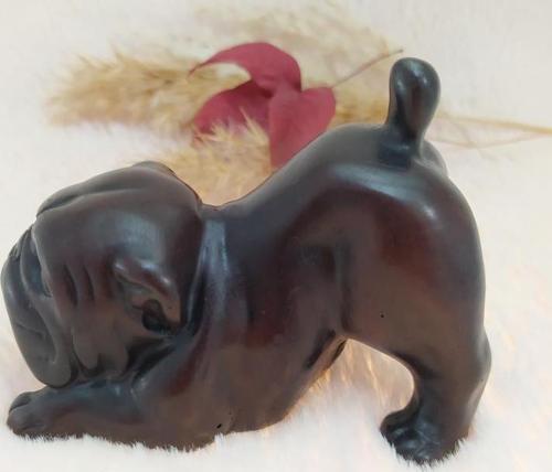 Hdmarketim Reçine  Siyah Biblo Bulldog Köpek Heykel