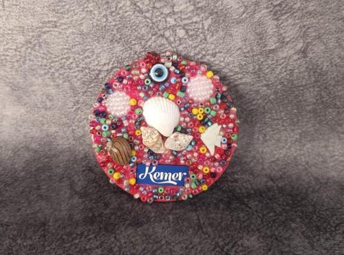 Magnet Deniz Kabuk Nazar Göz Boncuklu Buzdolabı Süsü Ahşap Magnet Mıknatıslı Hediyelik Eşya