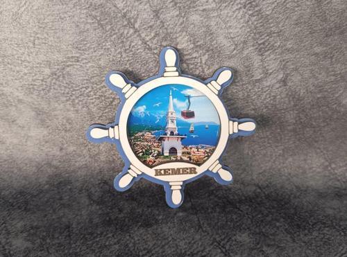 Magnet Dümen Gemi Kule Yelken Buzdolabı Süsü Ahşap Magnet Mıknatıslı 