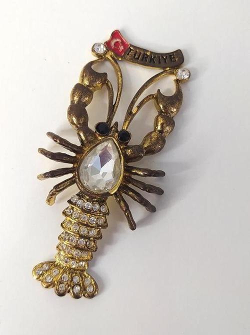 Magnet Yengeç Metal Taşlı Buzdolabı Süsü