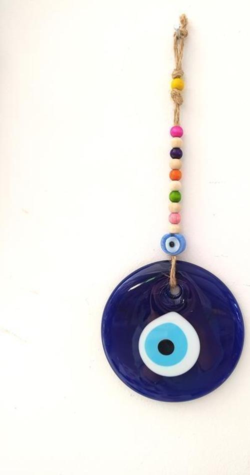 Nazarlık Hasır Renkli Ahşap Boncuklu Nazar Boncuğu Duvar Süsü Hediyelik 11589