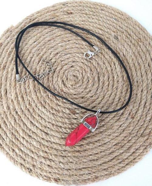 Çakra Doğal Mercan Taşı Çivi Kolye Takı Bijuteri Kadın Aksesuar