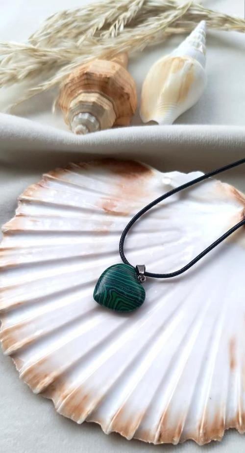 Kolye Gerdanlık Kalp Çakra Yoga Reiki Doğal Malaki Taşı Kadın 