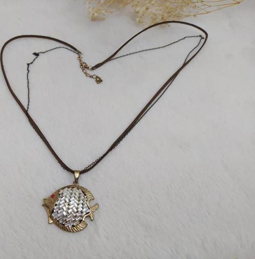 Hdmarketim Otantik Modern Taşlı Balık Kolye