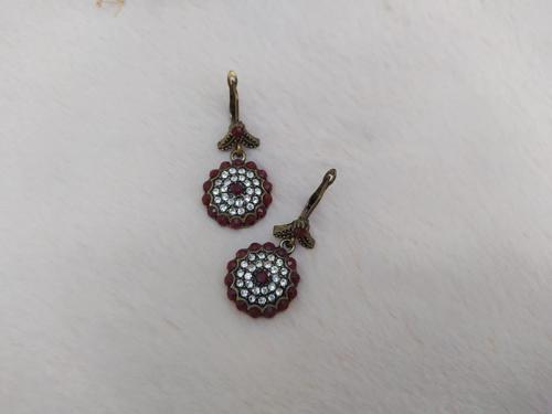 Hdmarketim Otantik Osmanlı Motifli Swarovski Taşlı Işıltılı Hürrem Sultan Eskitme Küpe Bordo