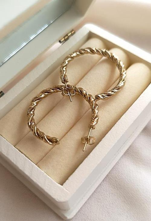 Küpe Burgu Halka Kararmaz Çelik 316L Sarı Renk Halka Küpe 