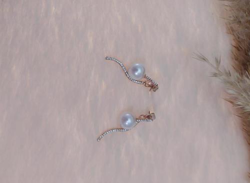 Hdmarketim Swarovski Taşlı İncili Doğa Temalı Küpe