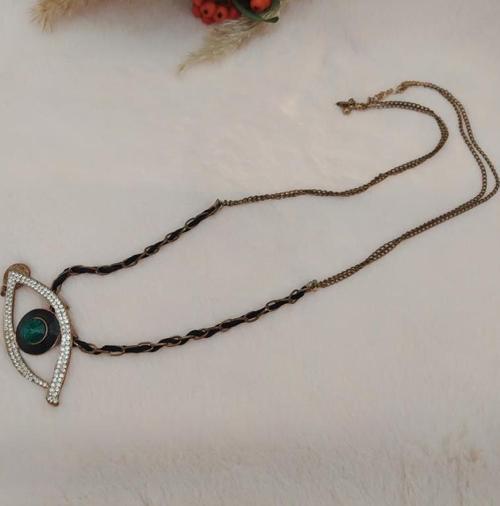 Hdmarketim Swarovski Yeşil Zümrüt Renk Herşeyi Gören Göz Kolye