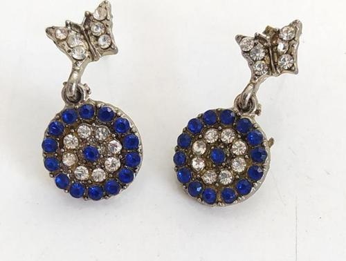 Nazar Boncuklu Kelebek Taşlı Küpe