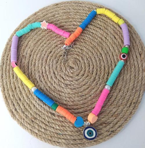 Renkli Nazar Boncuklu Fimo Kolye Bijuteri Takı