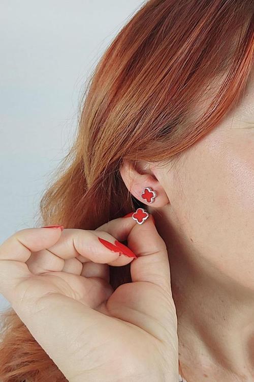 Yonca küpe Çelik 2024 yeni yüksek kalite 316 L takı Dört Yapraklı 0.8 Mm Yonca Klasik Logo lüks kadin parti takı