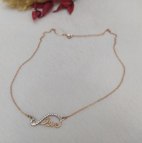 Love Yazılı Swaroski Taşlı Tasarım Kadın Kolye