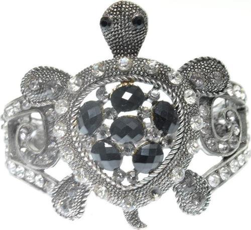 Hdmarketim Otantik Swarovski Taşlı Kaplumbağa Kelepçe Metal Bileklik 5502