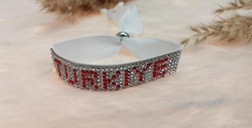 Hdmarketim Swarovski Taşlı Türkiye Yazılı Ayarlanabilir Bileklik