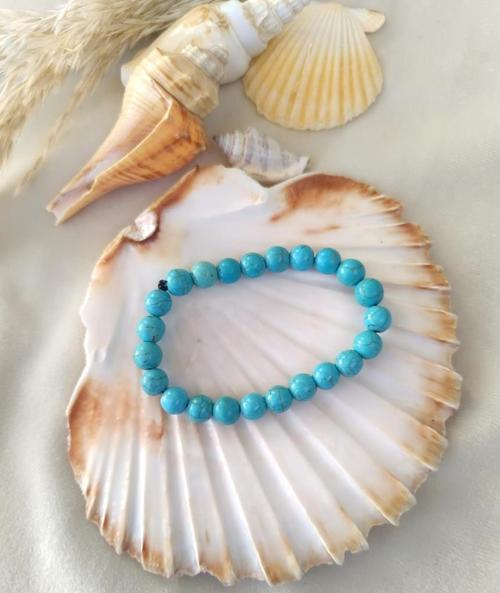 Bileklik Turkuaz Doğal Hakiki Taş Bileklik Esnek 8 mm Çakra Enerji Yogo Kadın Erkek Takı  