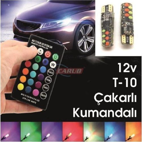 Ampül 2 Adet Led 7 Renkli Çakarlı Kumandalı Işık Şiddet Ayarlı