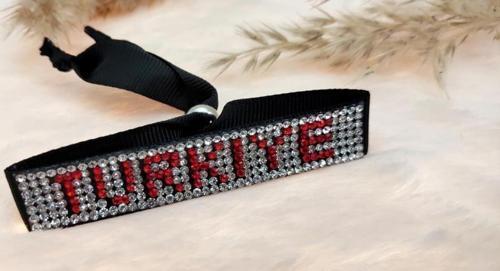 Hdmarketim Swarovski Taşlı Türkiye Yazılı Ayarlanabilir Bileklik