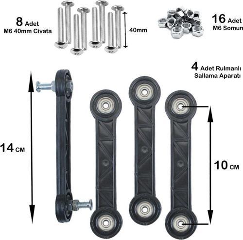 BEŞİK SALLAMA APARATI 10 CM SİYAH M6  ( 4 ADET )