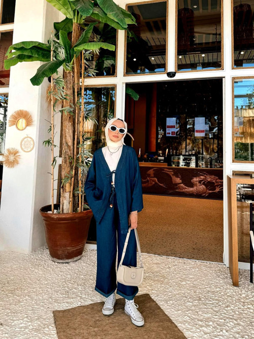 Koyu Lacivert İkili Kadın Kimono Takım