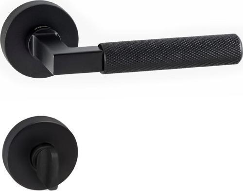 BT MAT SİYAH ROZETLİ KAPI KOLU TAKIM-Wc Kol