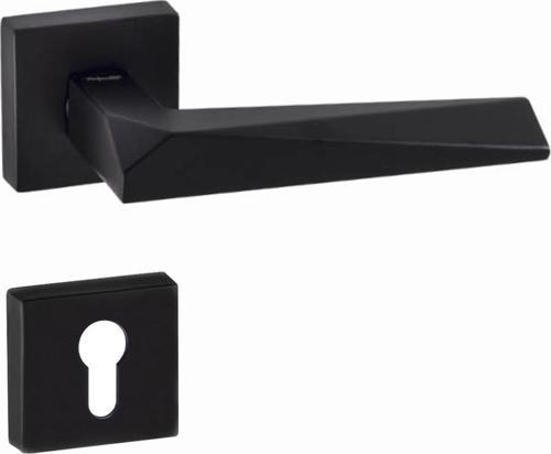 PRİZMA MAT SİYAH ROZETLİ KAPI KOLU TAKIM-Yale Kol