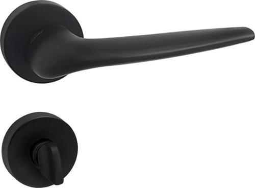 RAKET MAT SİYAH ROZETLİ KAPI KOLU TAKIM-Wc Kol