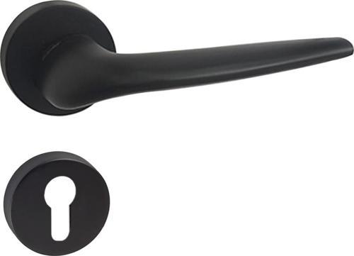 RAKET MAT SİYAH ROZETLİ KAPI KOLU TAKIM-Yale Kol