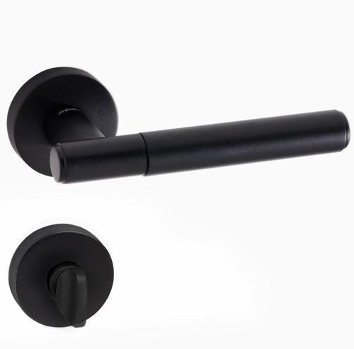 SORE MAT SİYAH ROZETLİ KAPI KOLU TAKIM-Wc Kol