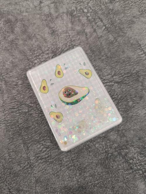 Cep Ayna Avokada Makyaj Çanta Seyahat Taşınabilir Ayna Simli Sulu Kozmetik  