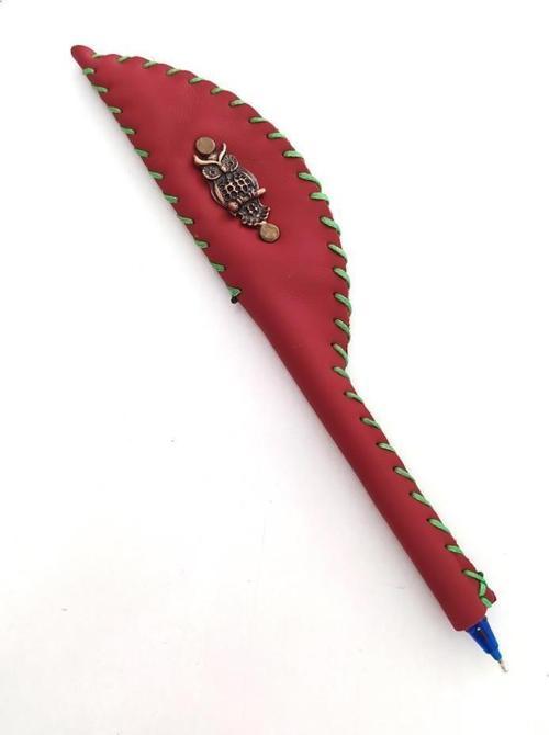 Baykuş Temalı Deri Tükenmez Kalem Özel Gün Hediye Ofis Dekor 9648