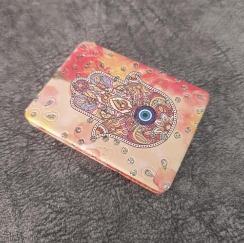 Cep Ayna Makyaj Çanta Seyahat HZ Fatıma Eli Ayna Kozmetik Büyüteç Kompakt   