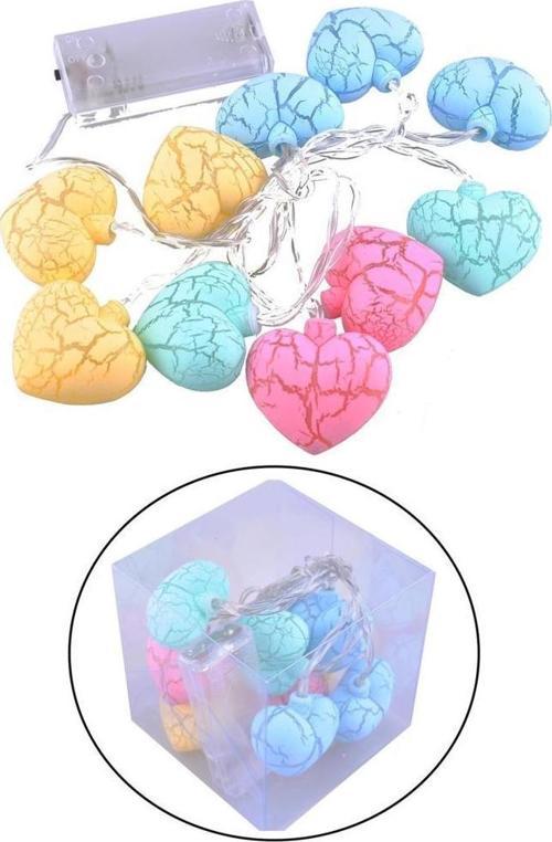 Hdmarketim Rengarenk Çatlak Kalp 10'lu Dekoratif LED Lamba (2 Metre)