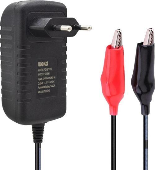 14.4 Volt - 2 Amper Kırmızı*Yeşil Ledli Yerli Üretim Krokodil Uçlu Akü Şarj Cihazı