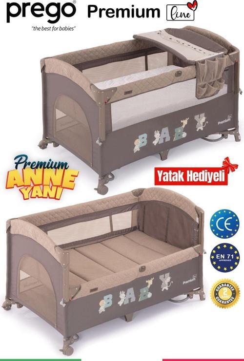 Premium Anne Yanı Oyun Parkı 70 X 120 Cm + Yatak Hediyeli Bej Tek Ebat
