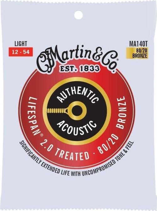 Martin Co MA140T SP Lifespan Treated Akustik Gitar Teli Light 12-54