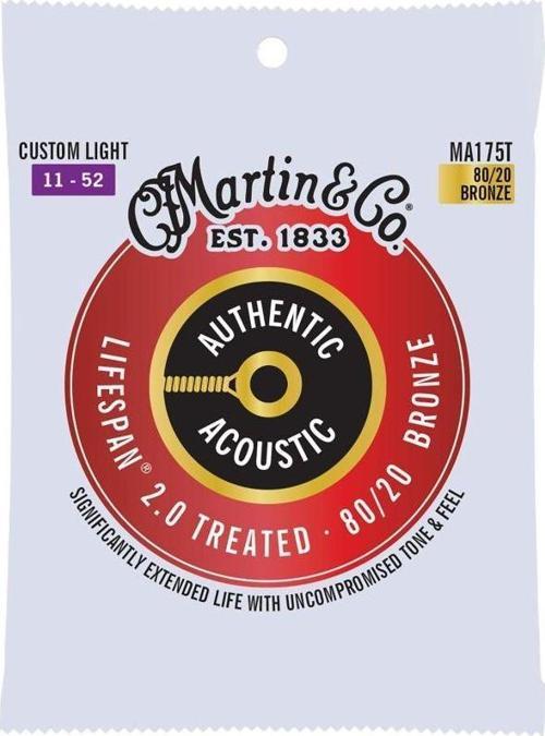 Martin Co MA175T SP Lifespan Treated Akustik Gitar Teli Custom Light 11-52