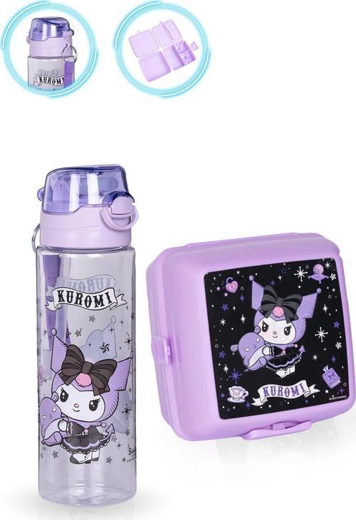 700 ML Kuromi Matara + Kuromi Beslenme Kabı, Yemek Kabı Kuromi Suluk Çocuk Matara Beslenme Kutusu