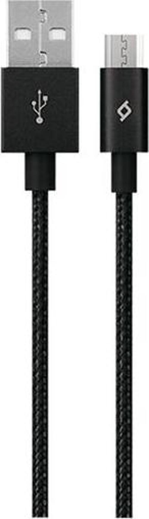 AlumiCable Mini Micro USB Şarj Kablo Siyah 30cm 2DK25S