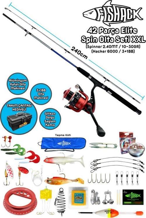 42 Parça Elite Spin At-Çek Deniz ve Göl Olta Seti XXL - 2.40MT / 10-30GR