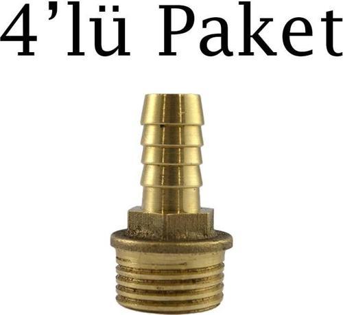 Hava Hortum Erkek Rekoru 1/2 12Mm 4'lü Paket