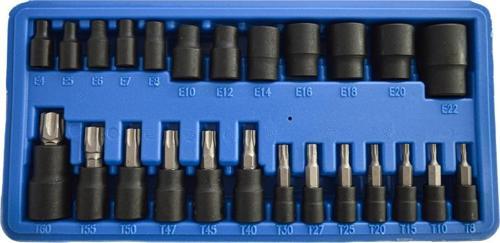 Torx (Tork) Lokma Seti 1/2 1/4 3/8 25 Parça T8-T60 / E4 - E22