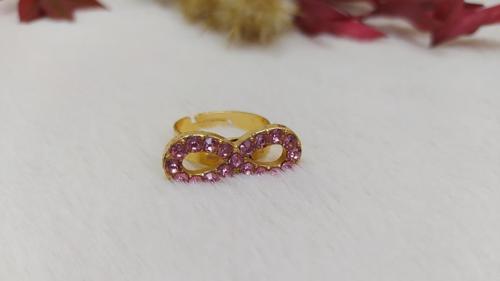Bayan Yüzük Pembe Taşlı Sonsuzluk Tasarım Ölçüsü Ayarlanabilir