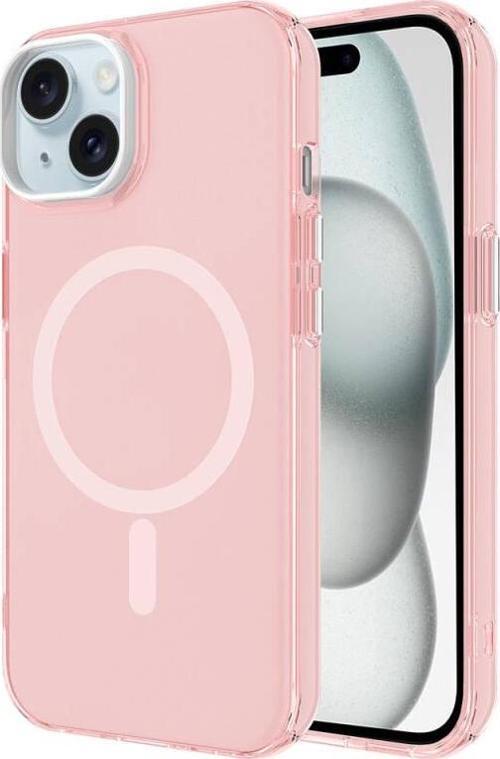 Apple iPhone 15 Plus Kılıf Zore Magsafe Şarj Özellikli Buzlu Transparan C-Pro Sert Kapak