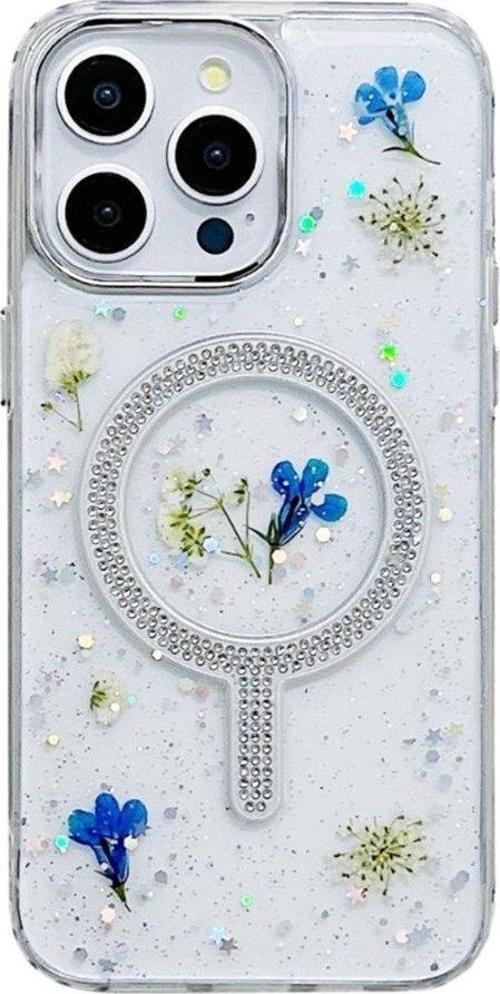 Apple iphone 15 Pro Max Kılıf Magsafe Şarj Özellikli Çiçek Desenli Flower Kapak 