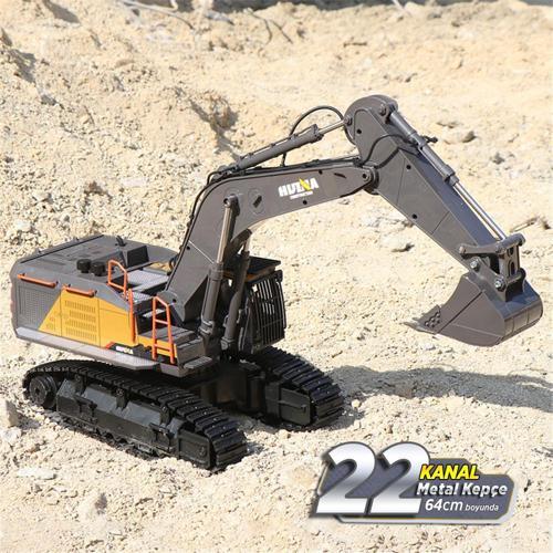 HUINA 1/14 Yüksek Kalite 22Kanal RC Model Metal Kepçe Ekskavatör Kazıcı Çok Fonksiyonlu İş Makinesı Sesli & Işıklı 1592