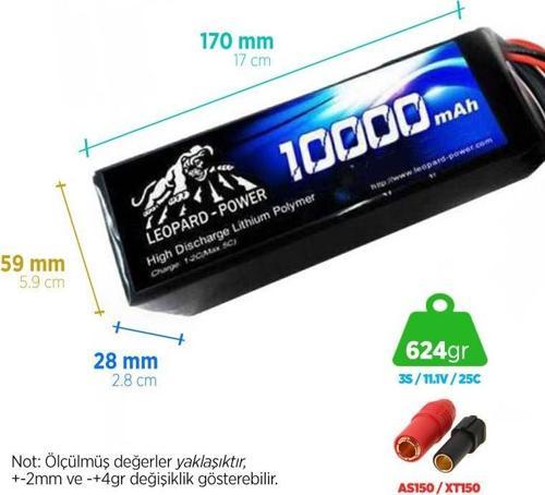 10000 mAh 11.1V 3S 25C UAV & Multirotor Lityum Polimer Lipo Batarya Pil