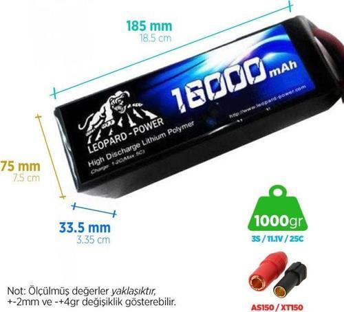 16000 mAh 11.1V 3S 25C UAV & Multirotor Lityum Polimer Lipo Batarya Pil