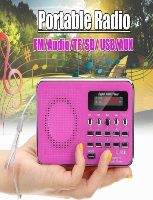 Dijital Ekranlı Şarjlı Taşınabilir Radyo Usb Tf Destekli Cep Radyosu L-938 - Pembe